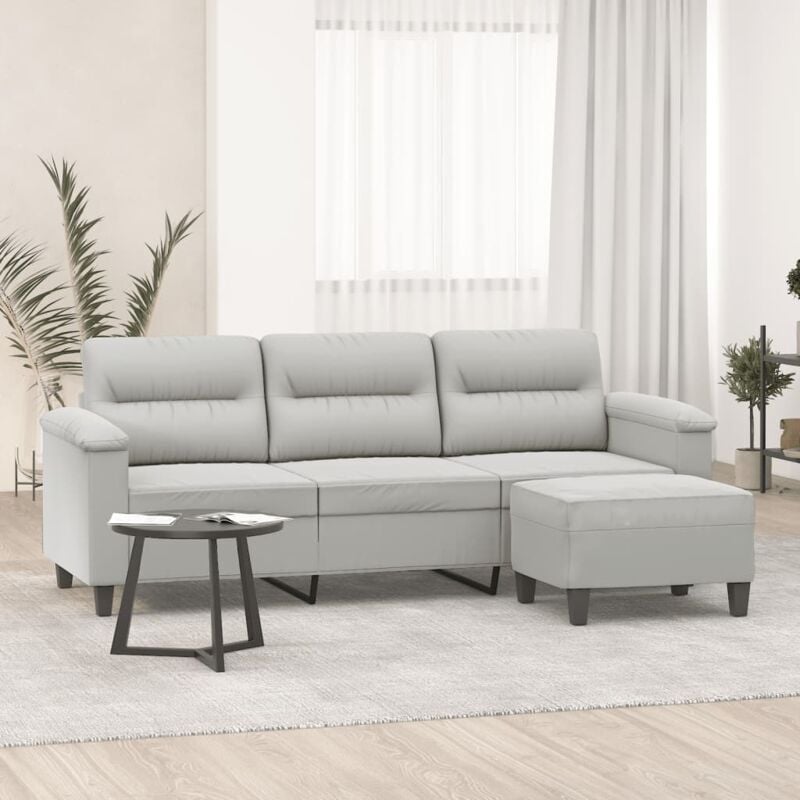 foto del prodotto vidaxl divano a 3 posti con poggiapiedi grigio chiaro 180cm microfibra