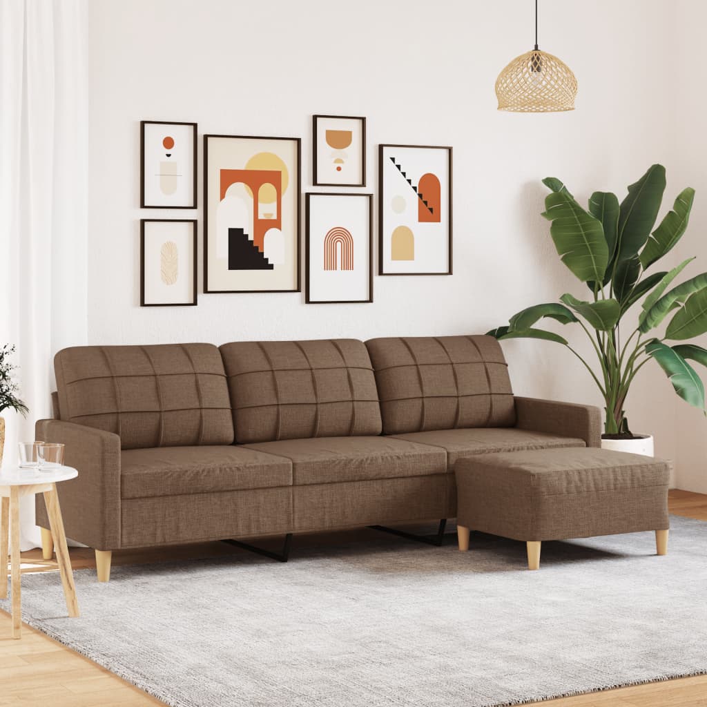 foto del prodotto vidaxl divano a 3 posti con poggiapiedi marrone 210cm in tessuto