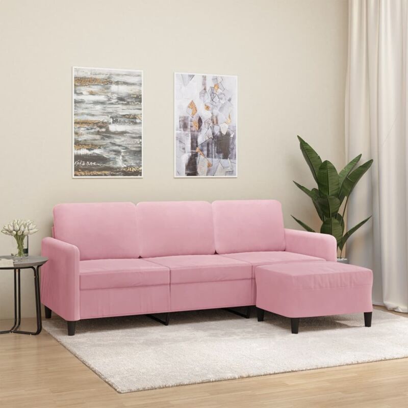 foto del prodotto vidaxl divano a 3 posti con poggiapiedi rosa 180 cm in velluto