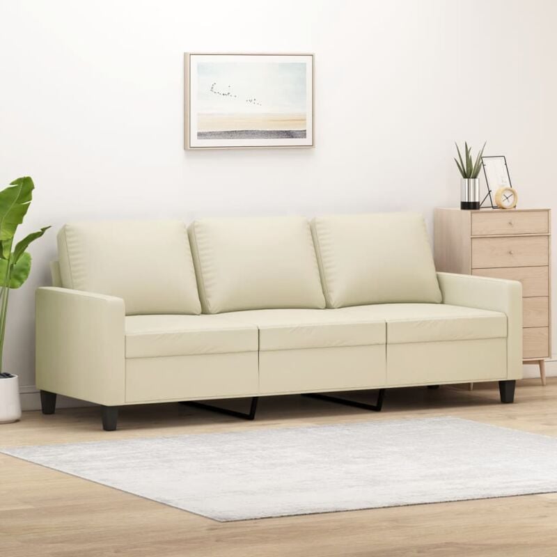 foto del prodotto vidaxl divano a 3 posti crema 180 cm in similpelle