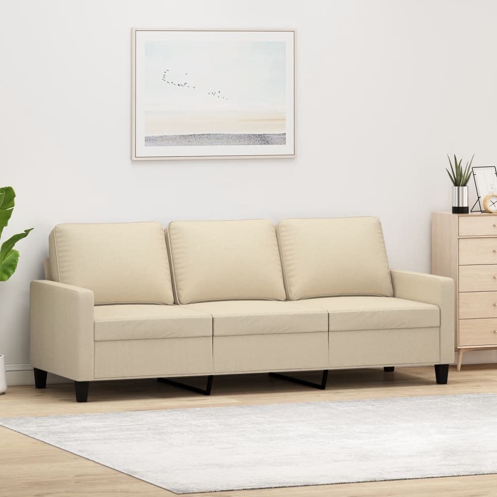 foto del prodotto vidaxl divano a 3 posti crema 180 cm in tessuto