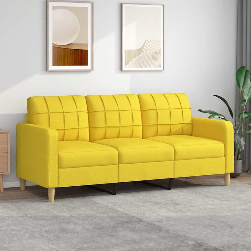foto del prodotto vidaxl divano a 3 posti giallo chiaro 180 cm in tessuto
