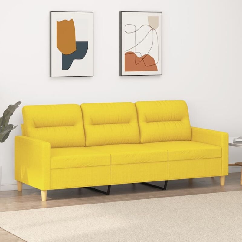 foto del prodotto vidaxl divano a 3 posti giallo chiaro 180 cm in tessuto
