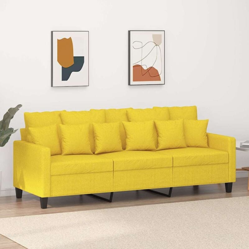 foto del prodotto vidaxl divano a 3 posti giallo chiaro 180 cm in tessuto
