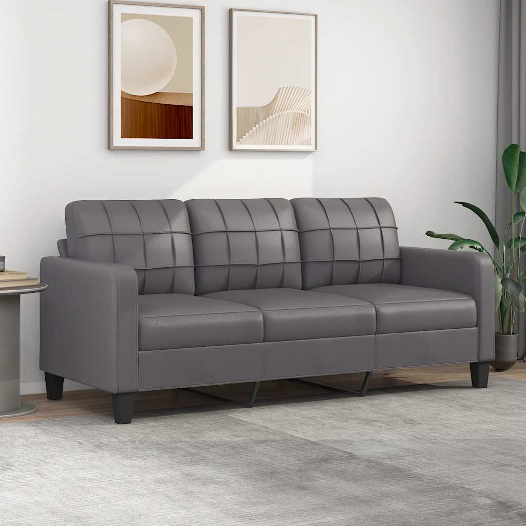 foto del prodotto vidaxl divano a 3 posti grigio 180 cm in similpelle 609496