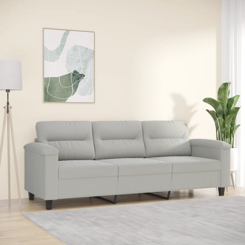 foto del prodotto vidaxl divano a 3 posti grigio chiaro 180 cm in tessuto microfibra