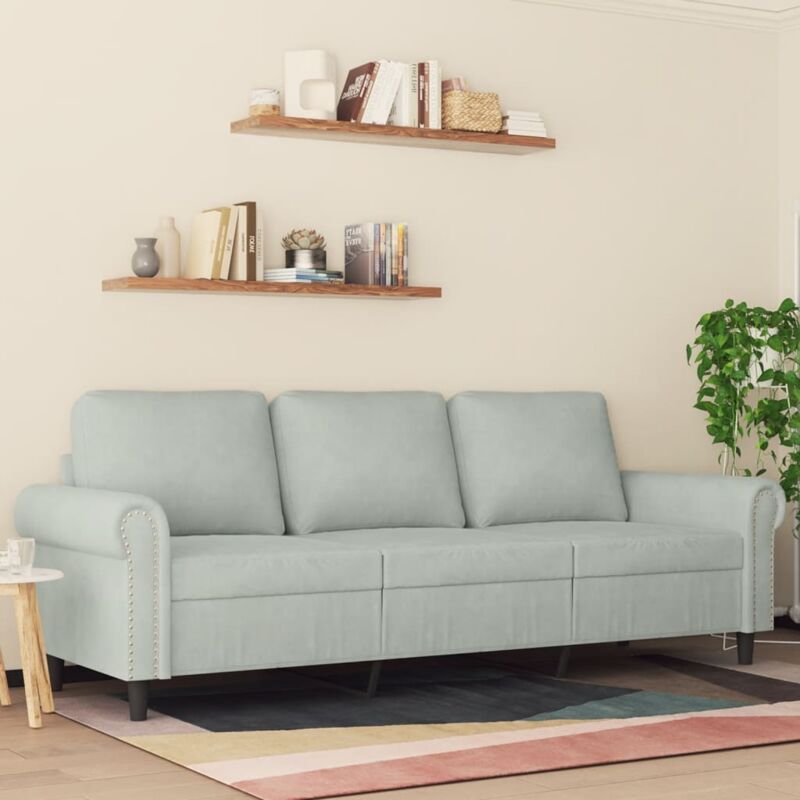 foto del prodotto vidaxl divano a 3 posti grigio chiaro 180 cm in velluto