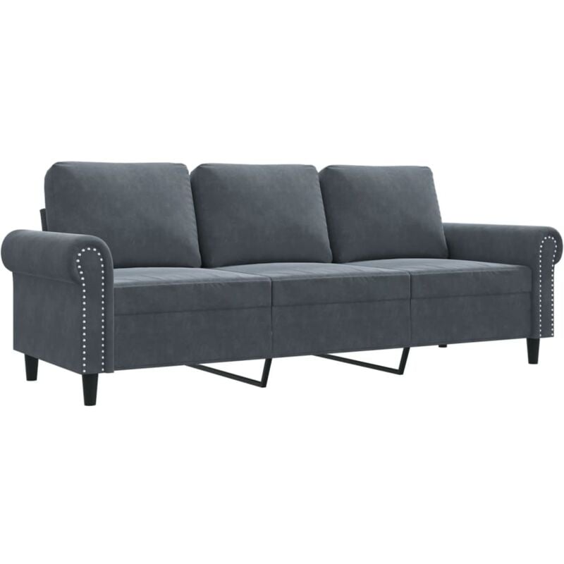 foto del prodotto vidaxl divano a 3 posti grigio scuro 180 cm in velluto