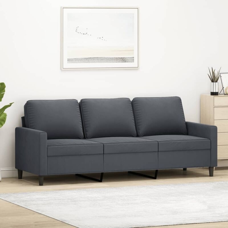 foto del prodotto vidaxl divano a 3 posti grigio scuro 180 cm in velluto