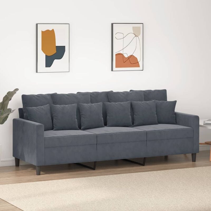 foto del prodotto vidaxl divano a 3 posti grigio scuro 180 cm in velluto