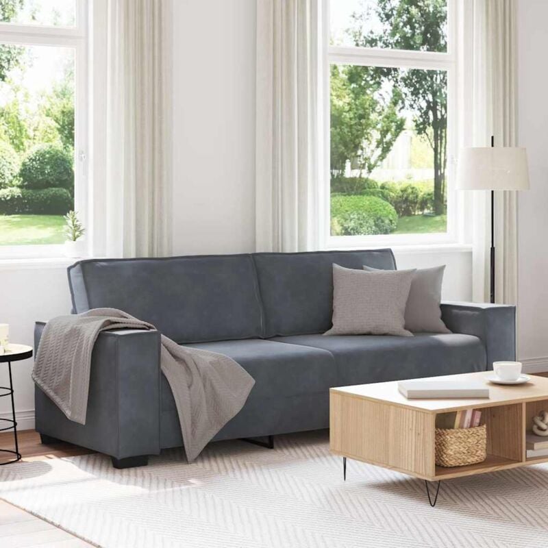 foto del prodotto vidaxl divano a 3 posti grigio scuro 180 cm in velluto