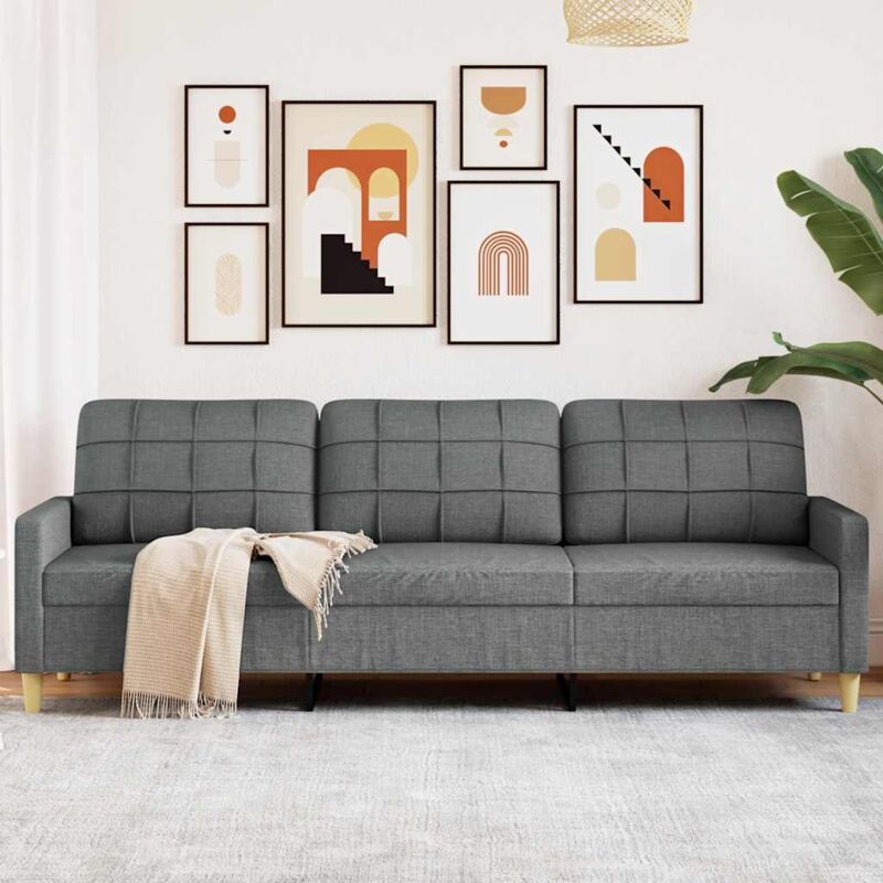 foto del prodotto vidaxl divano a 3 posti grigio scuro 210 cm in tessuto