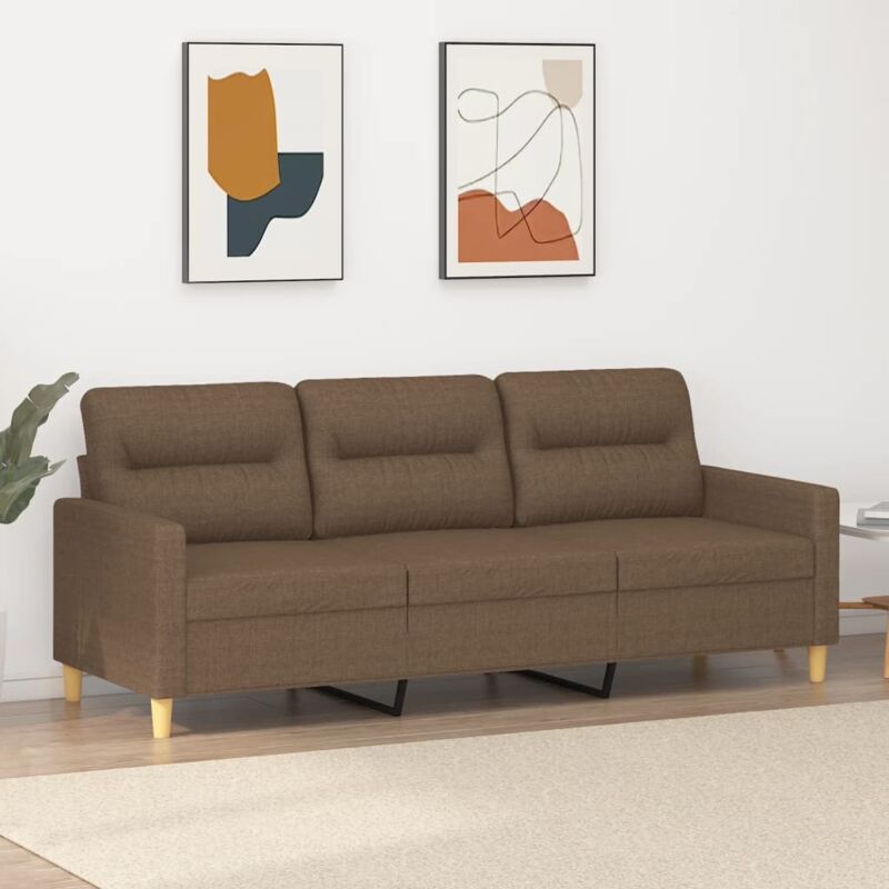 foto del prodotto vidaxl divano a 3 posti marrone 180 cm in tessuto 429366