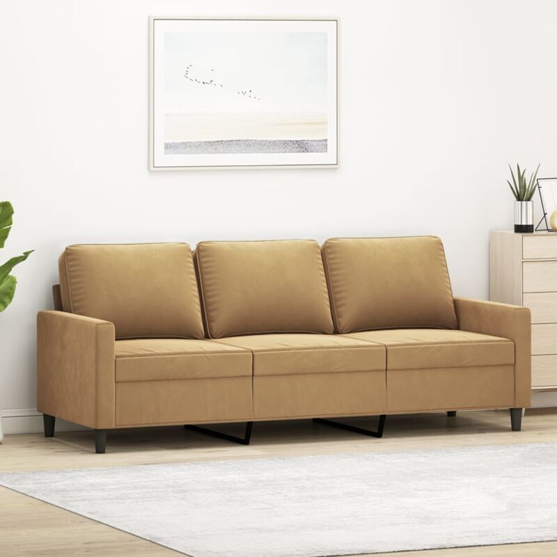foto del prodotto vidaxl divano a 3 posti marrone 180 cm in velluto 495120