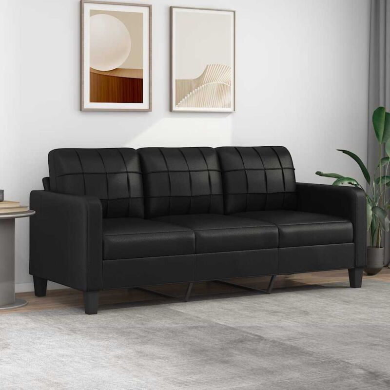 foto del prodotto vidaxl divano a 3 posti nero 180 cm in similpelle 425755