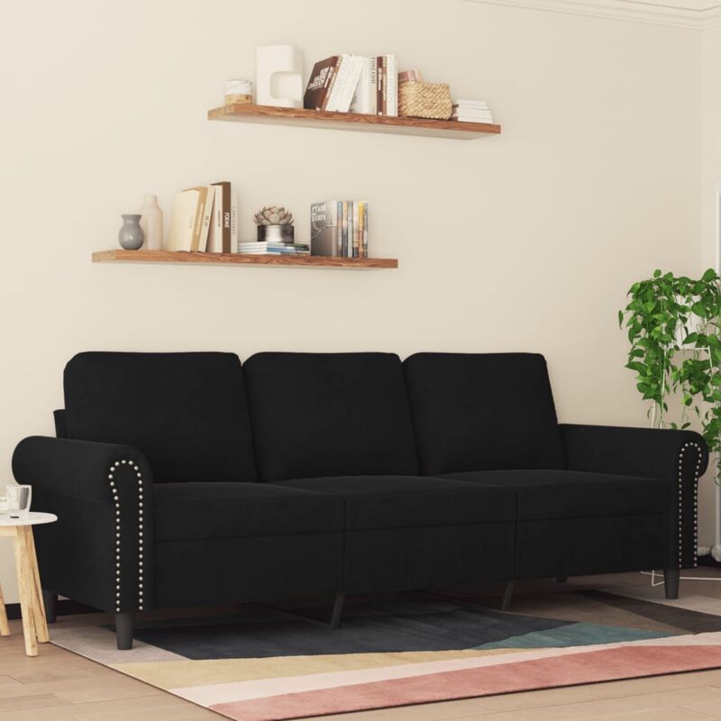 foto del prodotto vidaxl divano a 3 posti nero 180 cm in velluto 803600