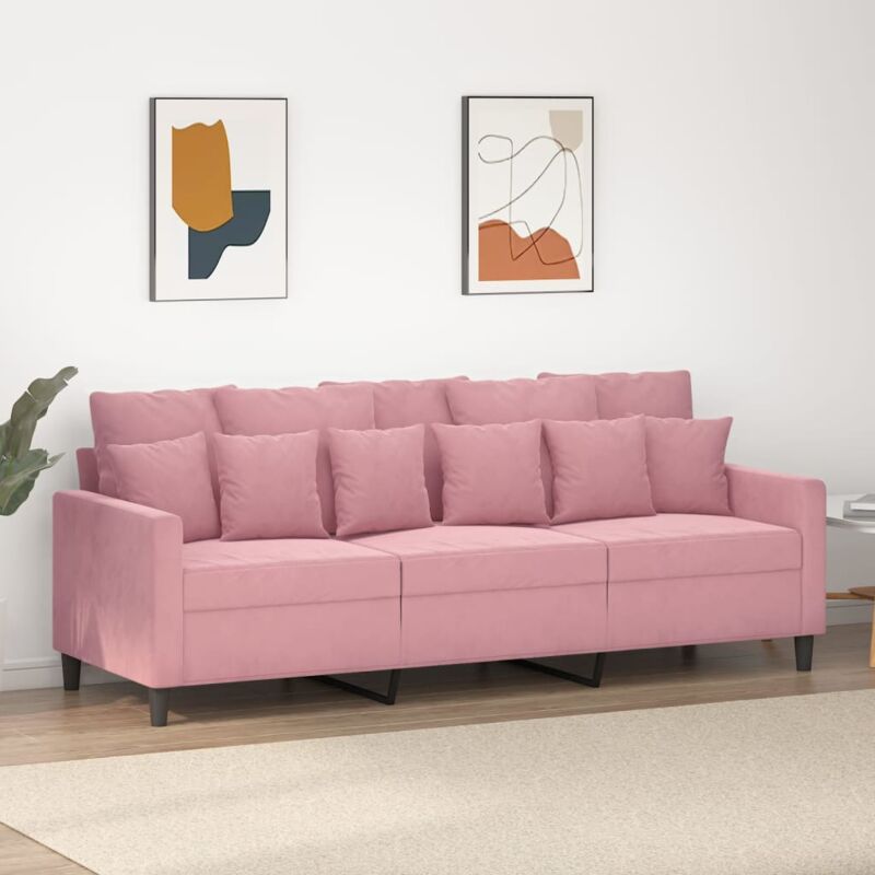 foto del prodotto vidaxl divano a 3 posti rosa 180 cm in velluto 814209