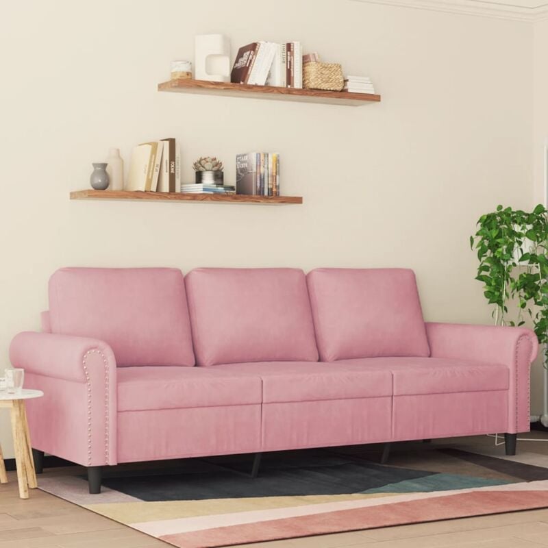 foto del prodotto vidaxl divano a 3 posti rosa 180 cm in velluto