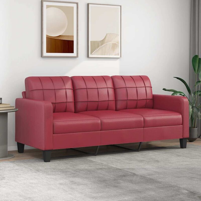 foto del prodotto vidaxl divano a 3 posti rosso vino 180 cm in similpelle 711043