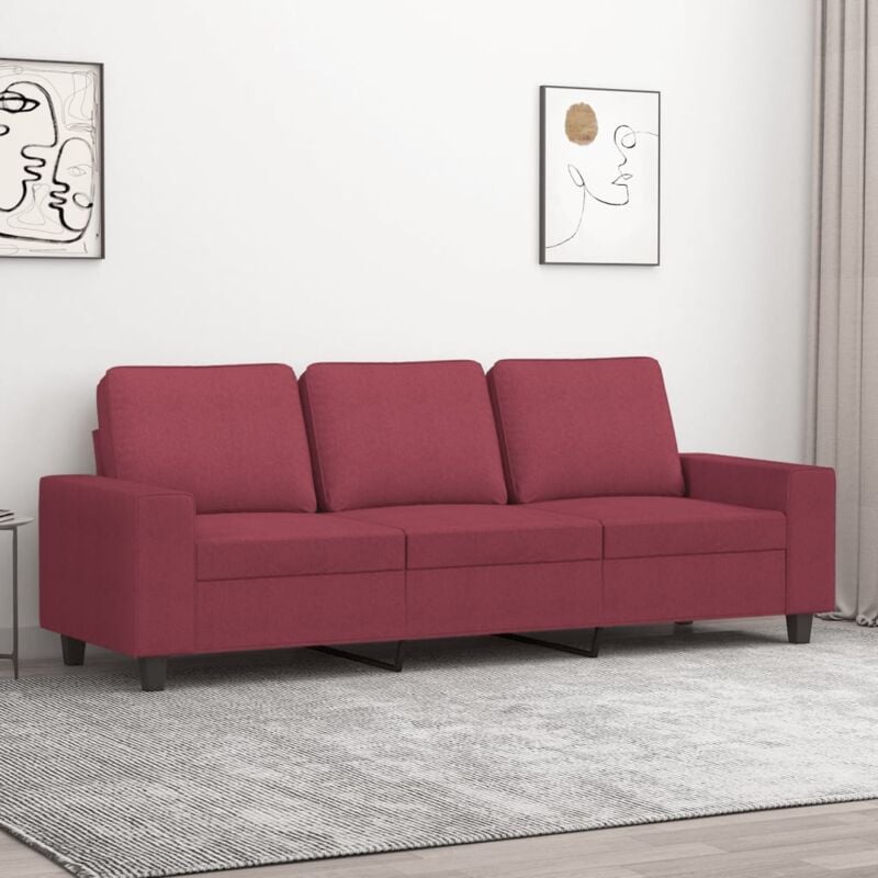 foto del prodotto vidaxl divano a 3 posti rosso vino 180 cm in tessuto 221911