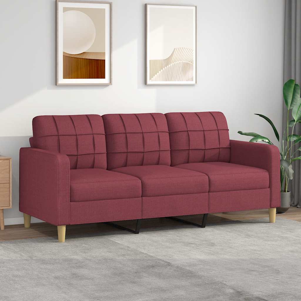 foto del prodotto vidaxl divano a 3 posti rosso vino 180 cm in tessuto