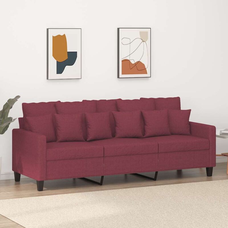 foto del prodotto vidaxl divano a 3 posti rosso vino 180 cm in tessuto