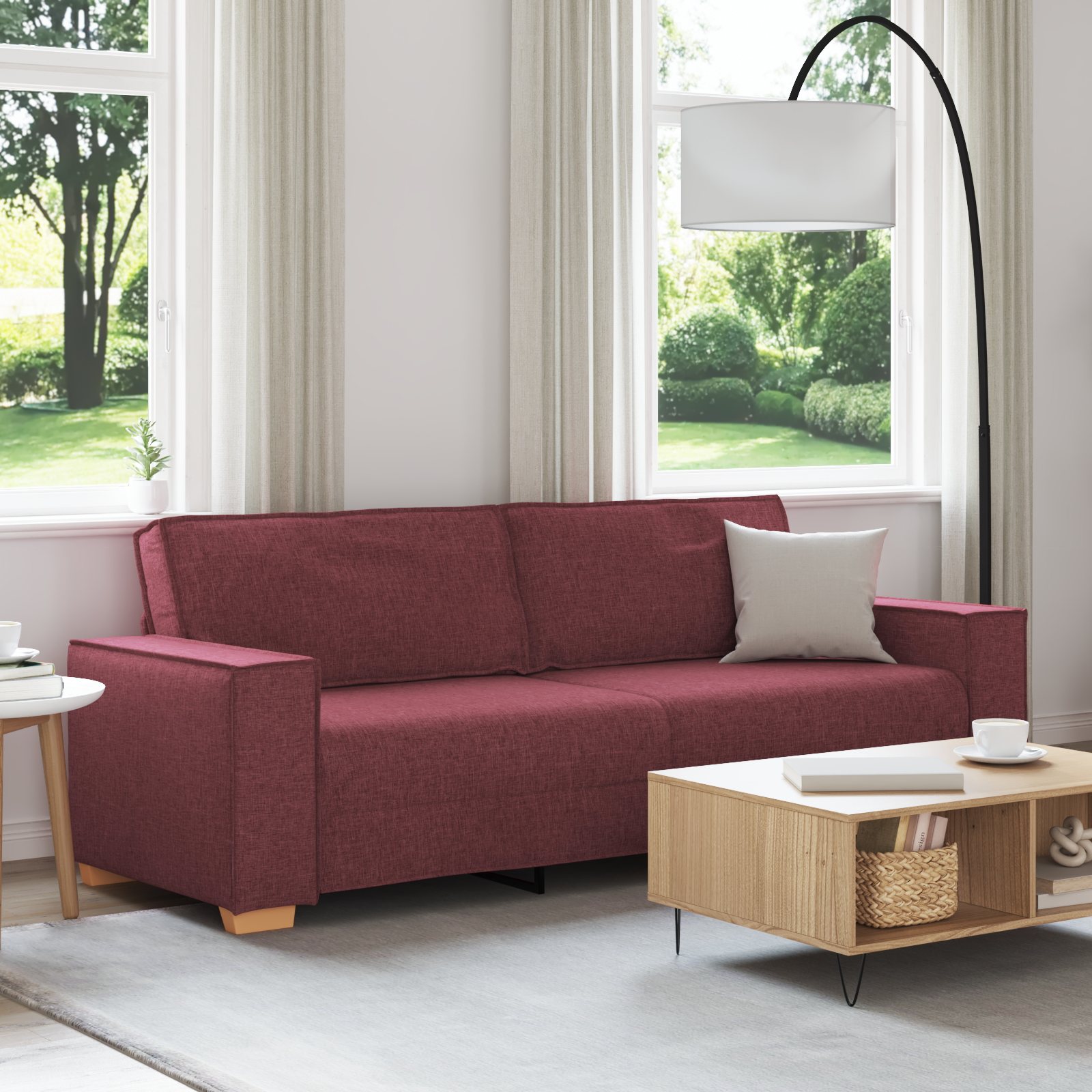 foto del prodotto vidaxl divano a 3 posti rosso vino 180 cm in tessuto