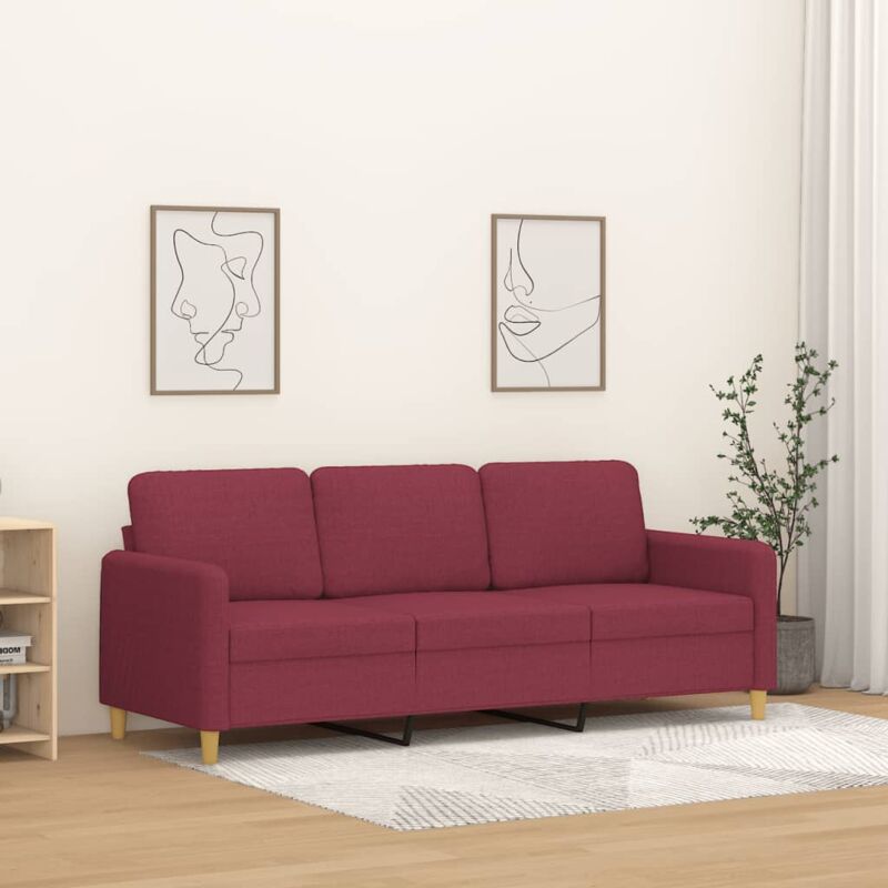 foto del prodotto vidaxl divano a 3 posti rosso vino 180 cm in tessuto 916172