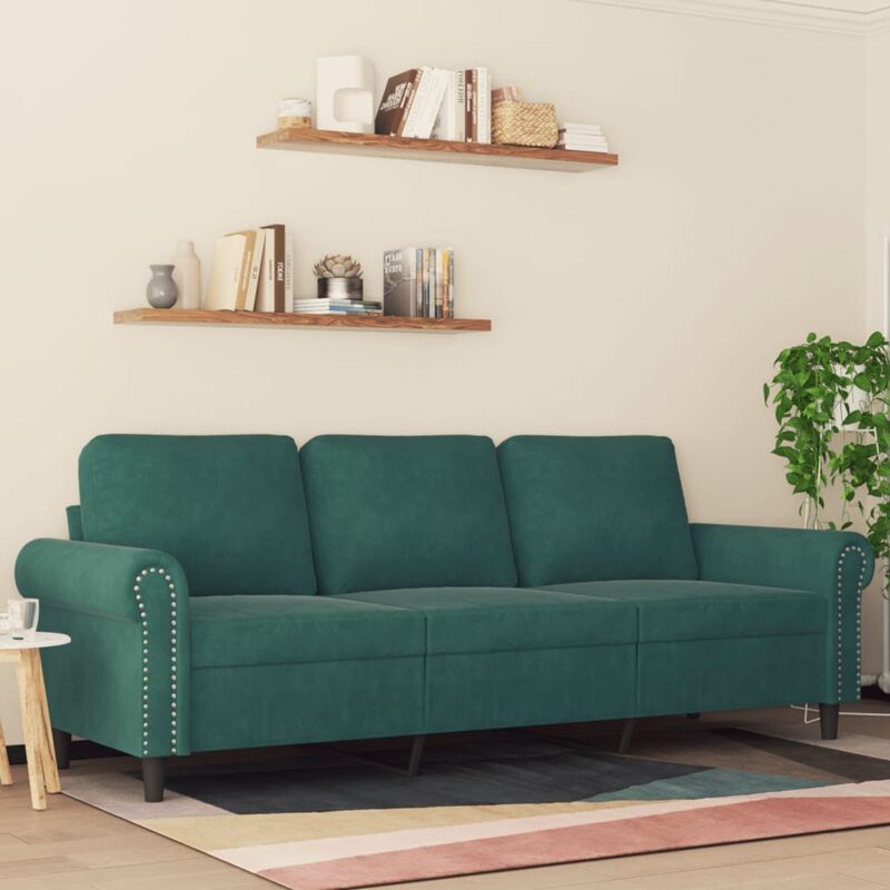 foto del prodotto vidaxl divano a 3 posti verde scuro 180 cm in velluto