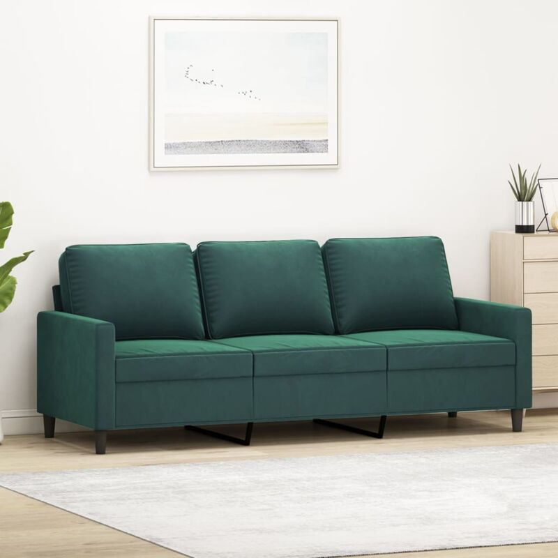 foto del prodotto vidaxl divano a 3 posti verde scuro 180 cm in velluto