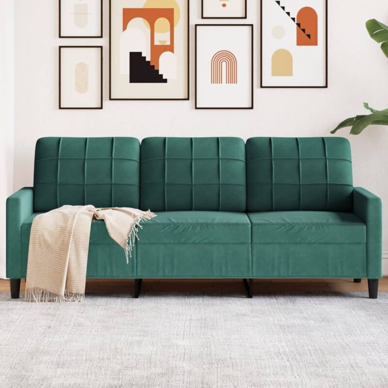 foto del prodotto vidaxl divano a 3 posti verde scuro 180 cm in velluto