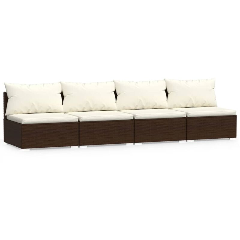 foto del prodotto vidaxl divano a 4 posti con cuscini in polyrattan marrone