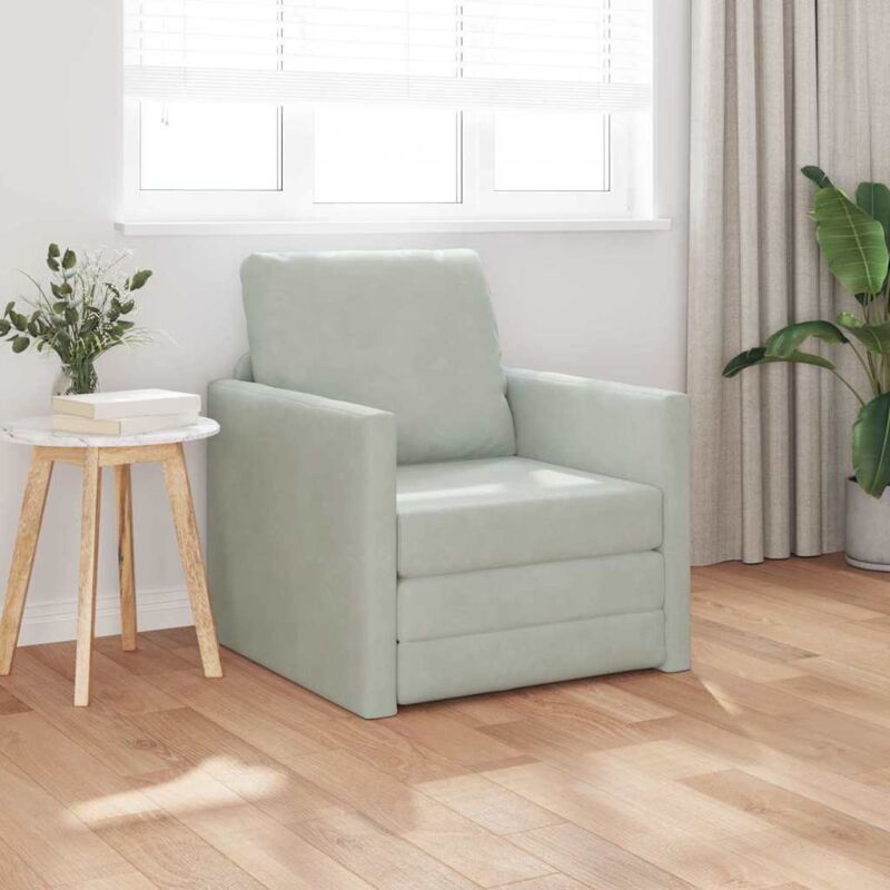 foto del prodotto vidaxl divano a terra singolo convertibile in velluto 74x77x81 cm grigio chiaro