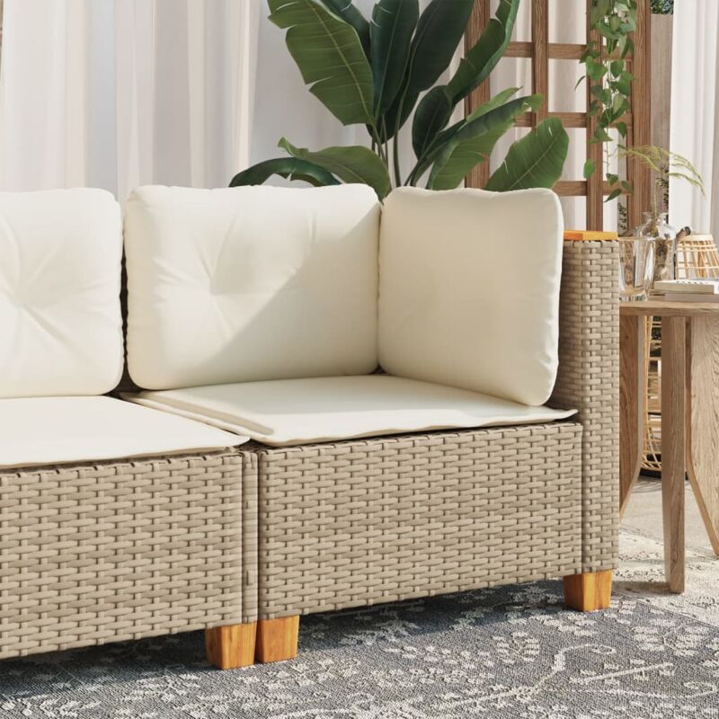 foto del prodotto vidaxl divano angolare da giardino con cuscini beige in polyrattan