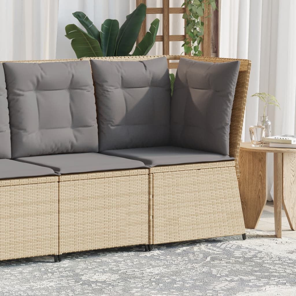 foto del prodotto vidaxl divano angolare da giardino con cuscini beige in polyrattan