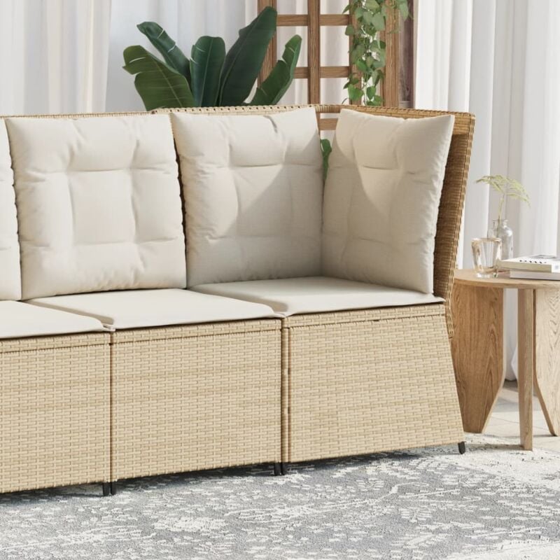 foto del prodotto vidaxl divano angolare da giardino con cuscini beige in polyrattan