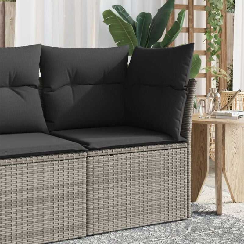 foto del prodotto vidaxl divano angolare da giardino con cuscini grigio in polyrattan