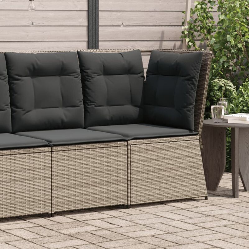 foto del prodotto vidaxl divano angolare da giardino con cuscini grigio in polyrattan