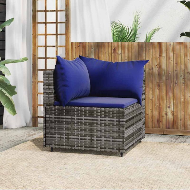 foto del prodotto vidaxl divano angolare da giardino con cuscini in polyrattan grigio
