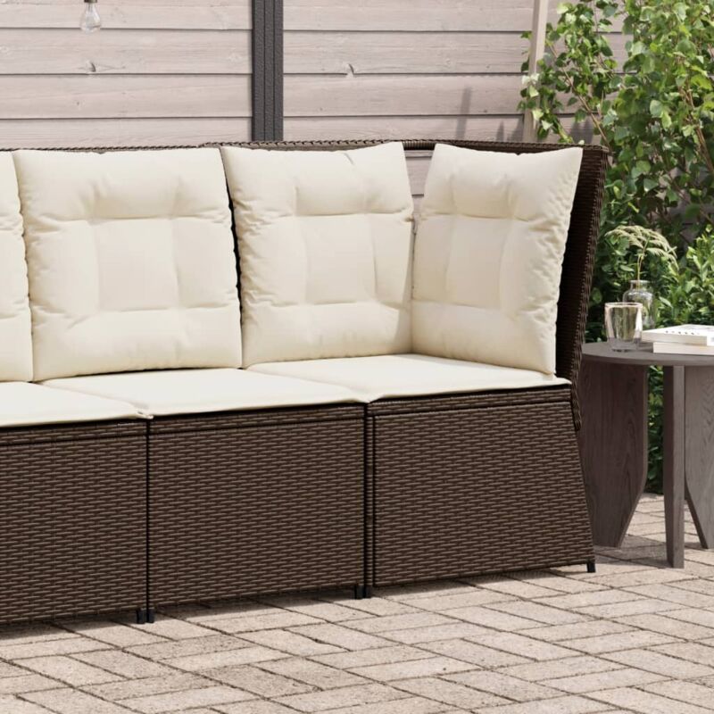 foto del prodotto vidaxl divano angolare da giardino con cuscini in polyrattan marrone