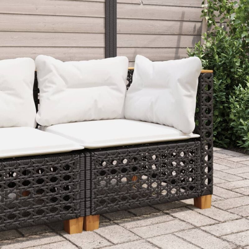 foto del prodotto vidaxl divano angolare da giardino con cuscini nero in polyrattan