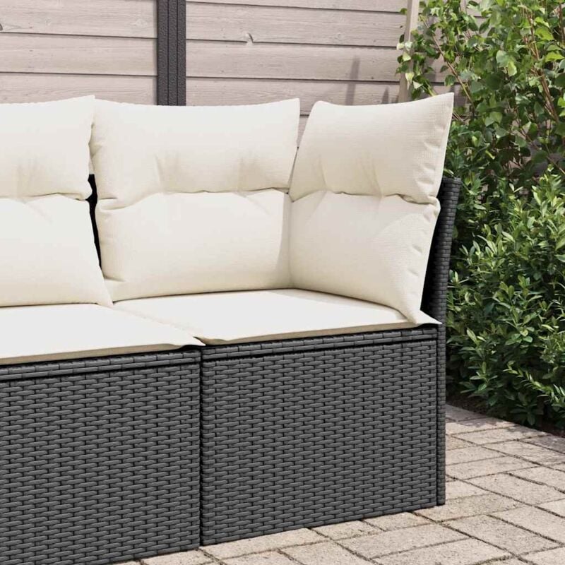 foto del prodotto vidaxl divano angolare da giardino con cuscini nero in polyrattan