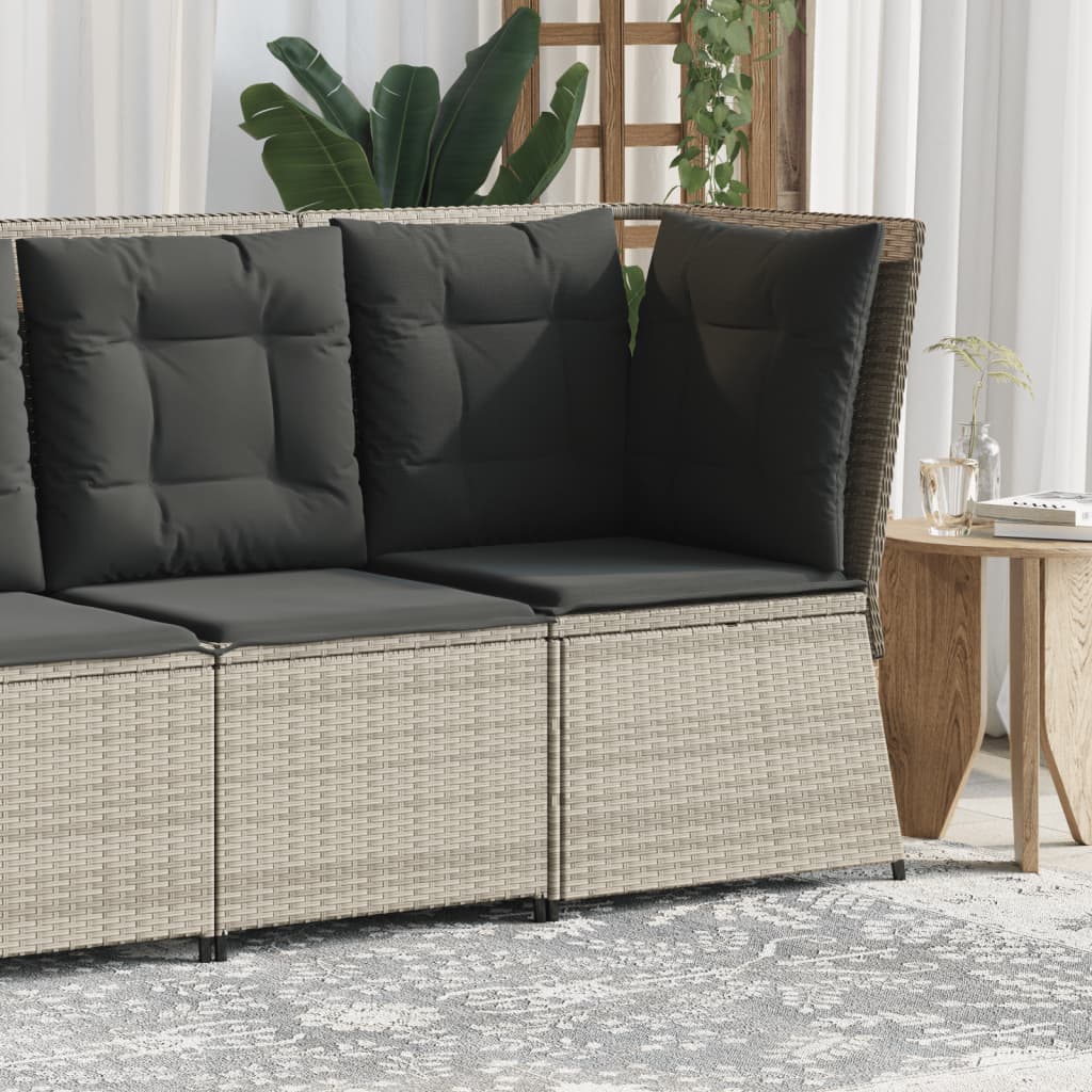 foto del prodotto vidaxl divano angolare giardino con cuscini grigio chiaro polyrattan