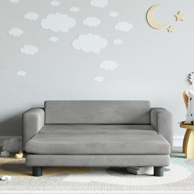 foto del prodotto vidaxl divano bambini poggiapiedi grigio chiaro 100x50x30 cm velluto