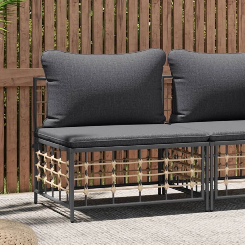 foto del prodotto vidaxl divano centrale da giardino con cuscini polyrattan grigio scuro