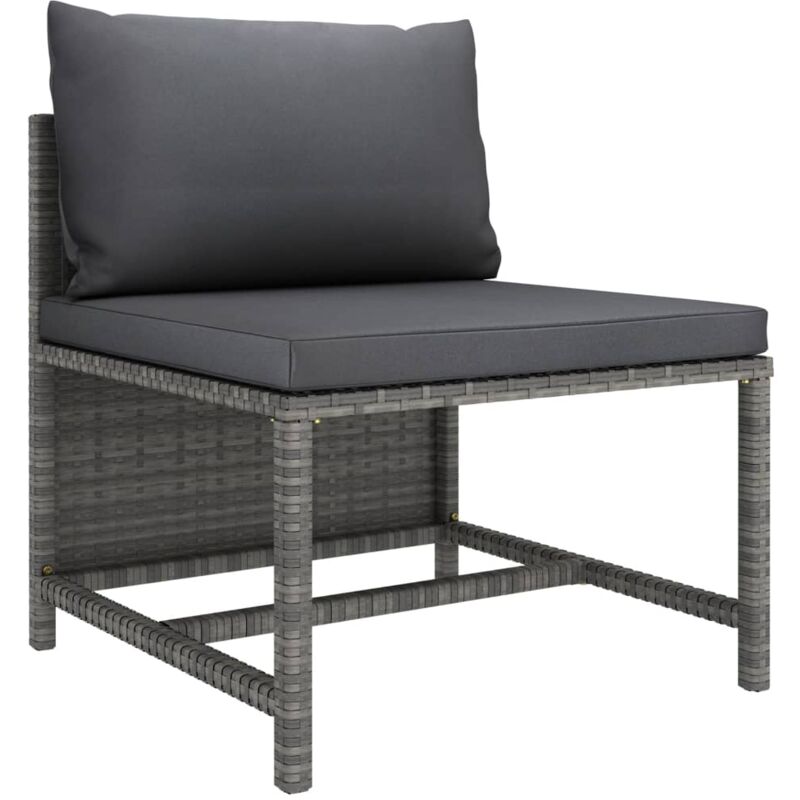 foto del prodotto vidaxl divano centrale modulare con cuscini in polyrattan grigio