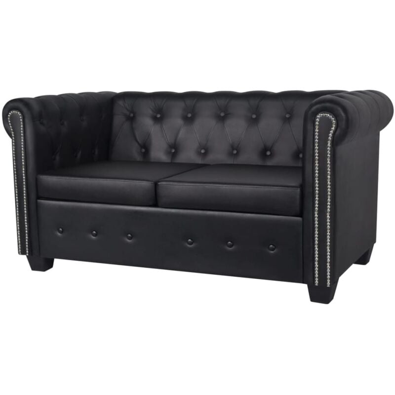 foto del prodotto vidaxl divano chesterfield a 2 posti in finta pelle nero