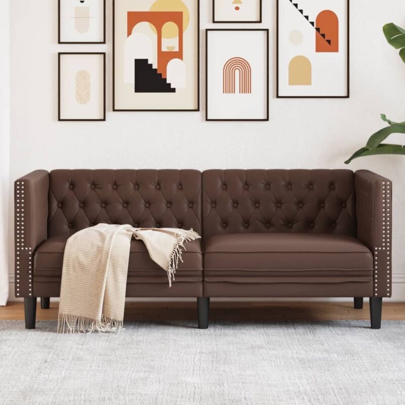 foto del prodotto vidaxl divano chesterfield a 2 posti marrone in similpelle