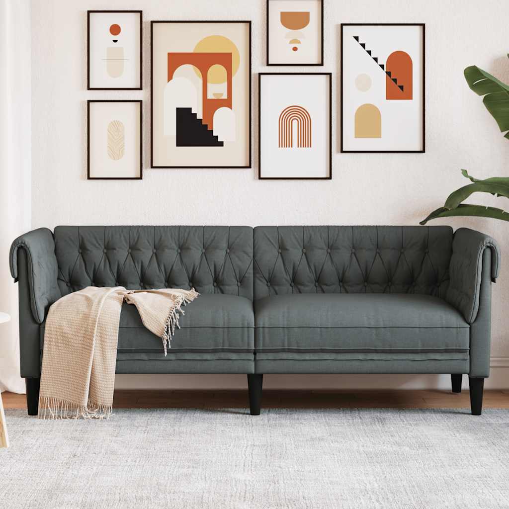 foto del prodotto vidaxl divano chesterfield a 3 posti grigio scuro in tessuto 885467
