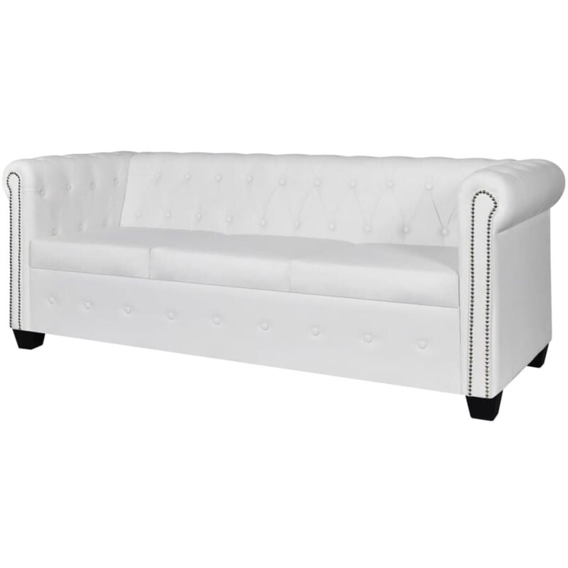 foto del prodotto vidaxl divano chesterfield a 3 posti in finta pelle bianco